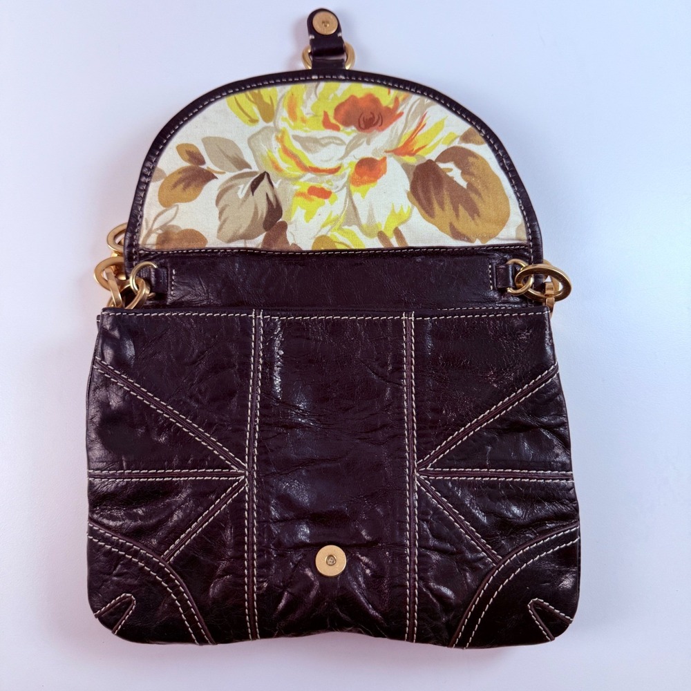 Tracy Reese‎ Black Leather Gold Chain Shoulder Bag Y2K - Picture 10 of 14